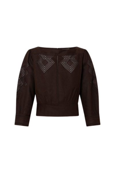 Oroton Drawn Thread Detail Blouse - Oroton Tops - Australian Heritage Luxury - Shop at Luxury Shoes 