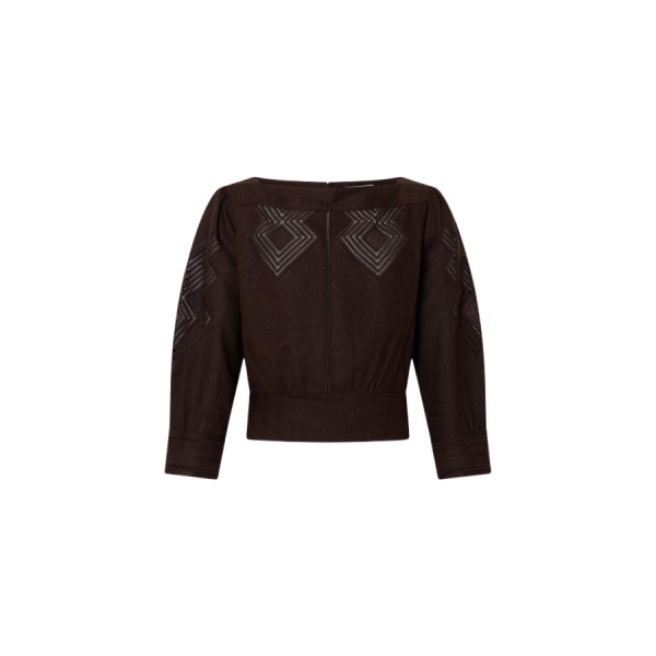 Oroton Drawn Thread Detail Blouse - Oroton Tops - Australian Heritage Luxury - Shop at Luxury Shoes 