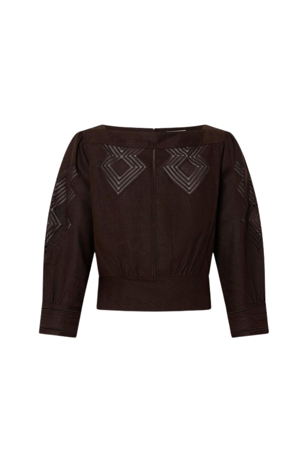 Oroton Drawn Thread Detail Blouse - Oroton Tops - Australian Heritage Luxury - Shop at Luxury Shoes 