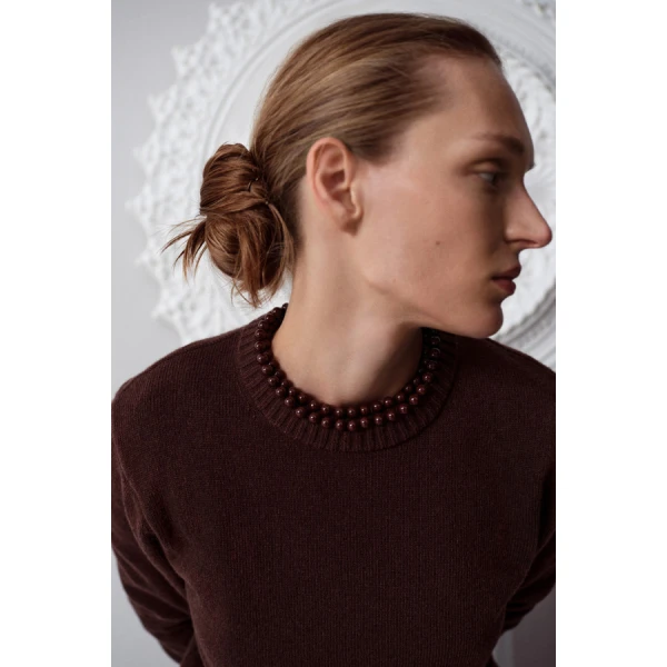 Oroton Embellished Rib Knit Crew - Oroton Knitwear - Australian Heritage Luxury - Shop at Luxury Shoes 