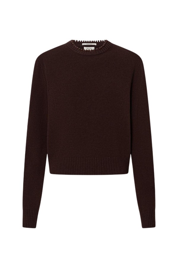 Oroton Embellished Rib Knit Crew - Oroton Knitwear - Australian Heritage Luxury - Shop at Luxury Shoes 