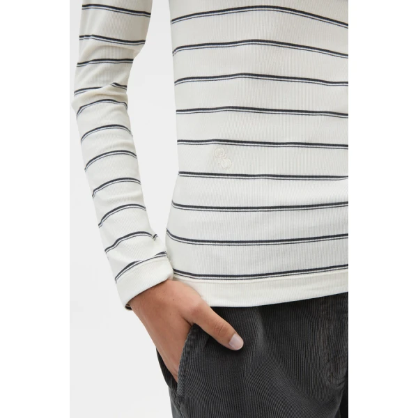 Oroton Eve Fine Rib Long Sleeve Stripe Tee - Oroton Tops - Australian Heritage Luxury - Shop at Luxury Shoes 