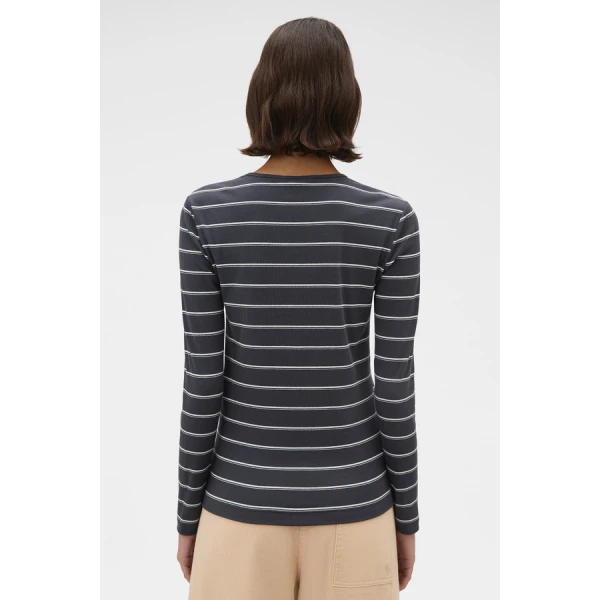 Oroton Eve Fine Rib Long Sleeve Stripe Tee - Oroton Tops - Australian Heritage Luxury - Shop at Luxury Shoes 