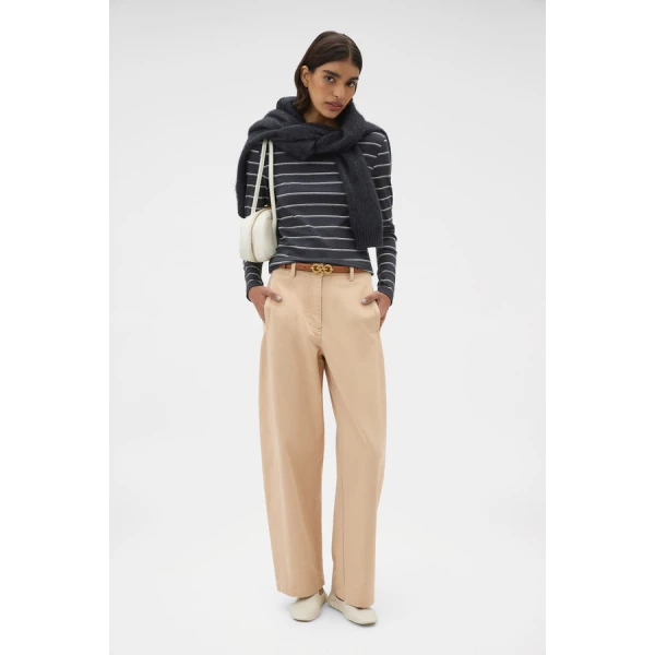 Oroton Eve Fine Rib Long Sleeve Stripe Tee - Oroton Tops - Australian Heritage Luxury - Shop at Luxury Shoes 