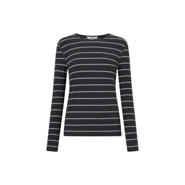 Oroton Eve Fine Rib Long Sleeve Stripe Tee - Oroton Tops - Australian Heritage Luxury - Shop at Luxury Shoes 