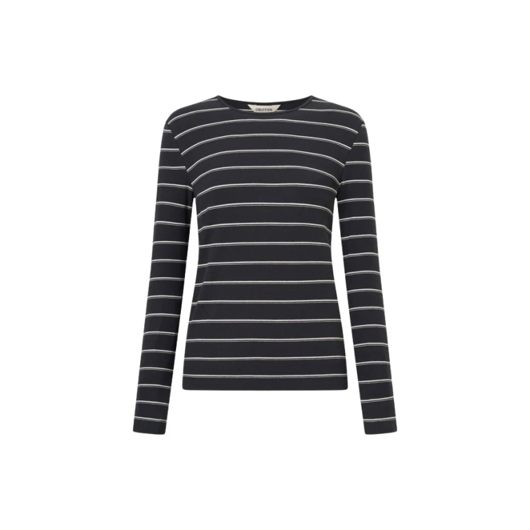 Oroton Eve Fine Rib Long Sleeve Stripe Tee - Oroton Tops - Australian Heritage Luxury - Shop at Luxury Shoes 