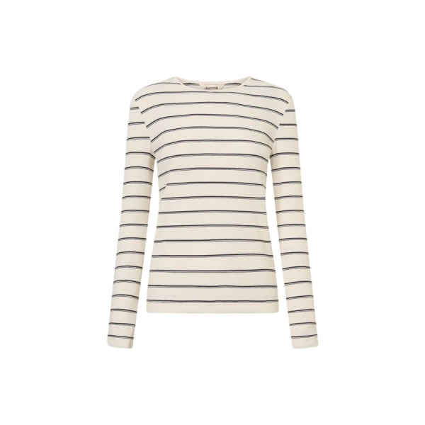 Oroton Eve Fine Rib Long Sleeve Stripe Tee - Oroton Tops - Australian Heritage Luxury - Shop at Luxury Shoes 