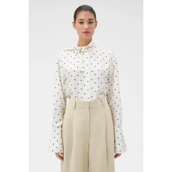 Oroton Graphic Spot Tie Neck Shirt - Oroton Tops - Australian Heritage Luxury - Shop at Luxury Shoes 
