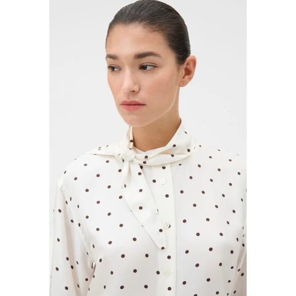 Oroton Graphic Spot Tie Neck Shirt - Oroton Tops - Australian Heritage Luxury - Shop at Luxury Shoes 