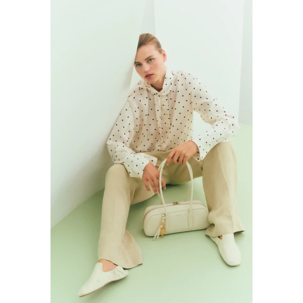 Oroton Graphic Spot Tie Neck Shirt - Oroton Tops - Australian Heritage Luxury - Shop at Luxury Shoes 