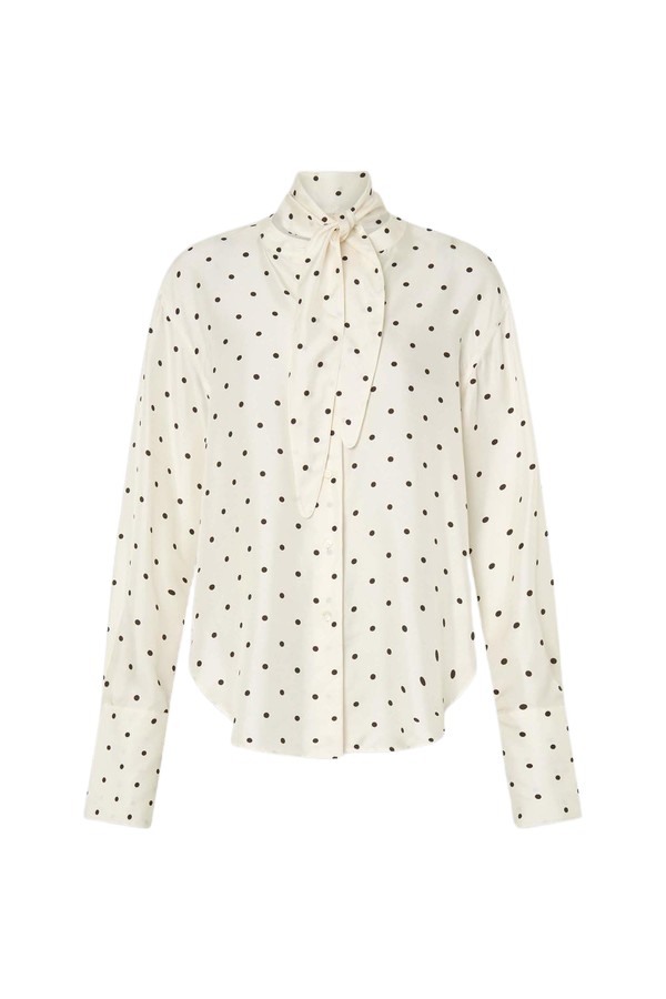 Oroton Graphic Spot Tie Neck Shirt - Oroton Tops - Australian Heritage Luxury - Shop at Luxury Shoes 