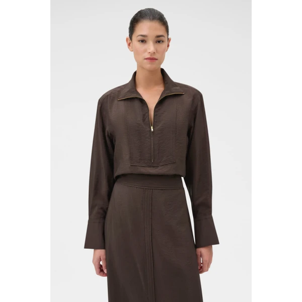 Oroton Half Placket Zip Shirt - Oroton Tops - Australian Heritage Luxury - Shop at Luxury Shoes 