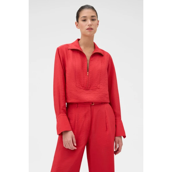 Oroton Half Placket Zip Shirt - Oroton Tops - Australian Heritage Luxury - Shop at Luxury Shoes 