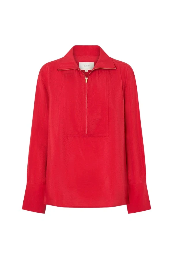 Oroton-Half-Placket-Zip-Shirt-1087346_nobg Oroton Half Placket Zip Shirt - Oroton Tops - Australian Heritage Luxury - Shop at Luxury Shoes