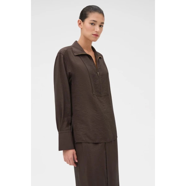 Oroton Half Placket Zip Shirt - Oroton Tops - Australian Heritage Luxury - Shop at Luxury Shoes 