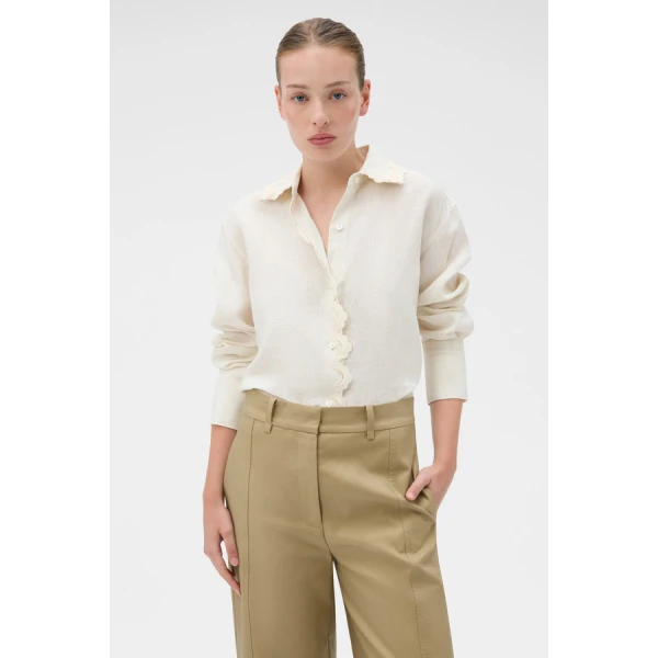 Oroton Lace Trim Shirt - Oroton Tops - Australian Heritage Luxury - Shop at Luxury Shoes 