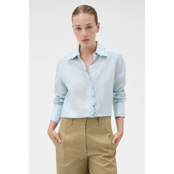 Oroton Lace Trim Shirt - Oroton Tops - Australian Heritage Luxury - Shop at Luxury Shoes 