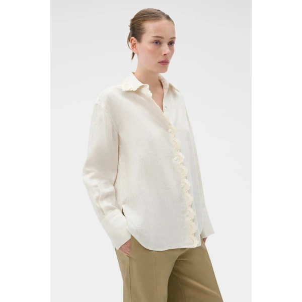 Oroton Lace Trim Shirt - Oroton Tops - Australian Heritage Luxury - Shop at Luxury Shoes 