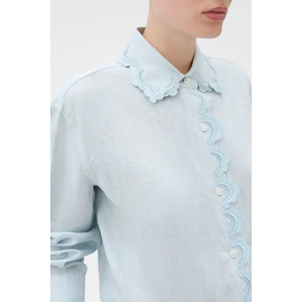 Oroton Lace Trim Shirt - Oroton Tops - Australian Heritage Luxury - Shop at Luxury Shoes 