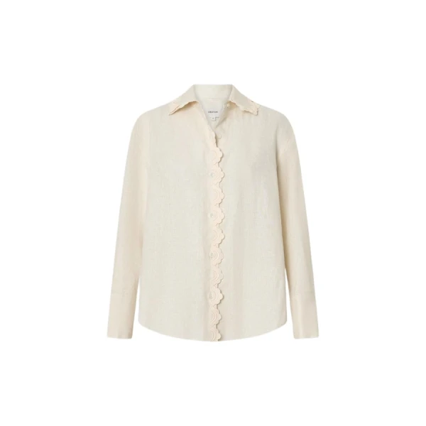 Oroton Lace Trim Shirt - Oroton Tops - Australian Heritage Luxury - Shop at Luxury Shoes 