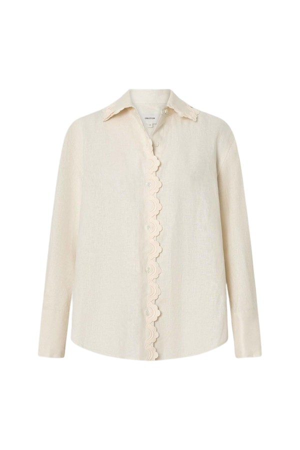 Oroton Lace Trim Shirt - Oroton Tops - Australian Heritage Luxury - Shop at Luxury Shoes 