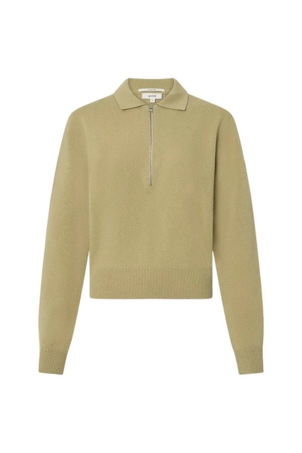 Oroton-Long-Sleeve-Zip-Polo65503_nobg Oroton Long Sleeve Zip Polo - Oroton Tops - Australian Heritage Luxury - Shop at Luxury Shoes