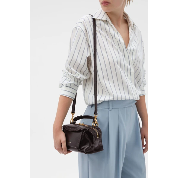 Oroton Mica Crackle Broguing Mini Bowler - Bags - Australian Luxury Leather Handbag at Luxury Shoes 