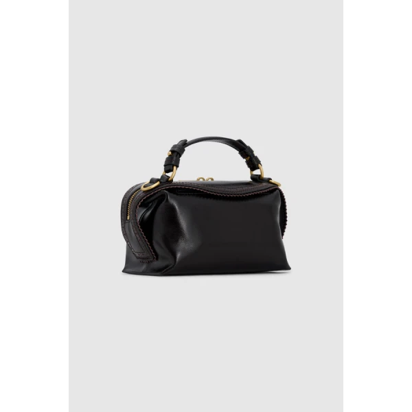 Oroton Mica Crackle Broguing Mini Bowler - Bags - Australian Luxury Leather Handbag at Luxury Shoes 