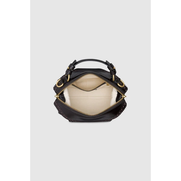 Oroton Mica Crackle Broguing Mini Bowler - Bags - Australian Luxury Leather Handbag at Luxury Shoes 