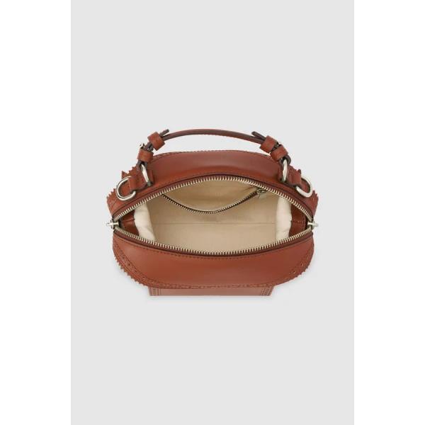 Oroton Mica Mini Bowler Canvas Broguing - Bags - Australian Luxury Leather Handbag at Luxury Shoes 