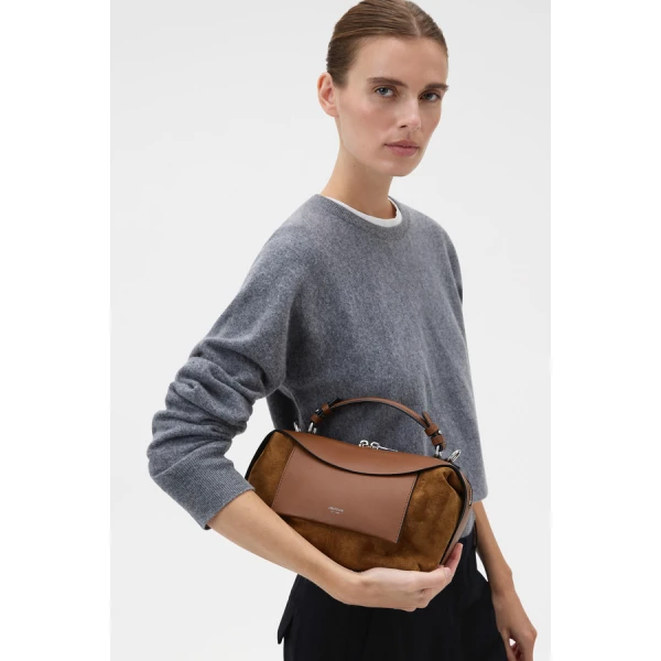 Oroton Mica Mini Bowler Suede - Bags - Australian Luxury Leather Handbag at Luxury Shoes 