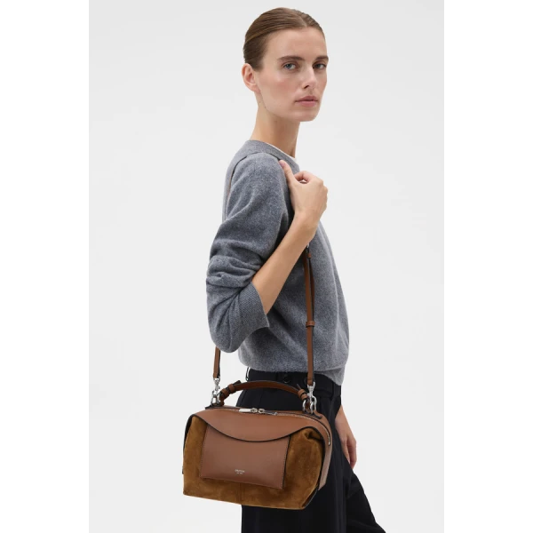Oroton Mica Mini Bowler Suede - Bags - Australian Luxury Leather Handbag at Luxury Shoes 