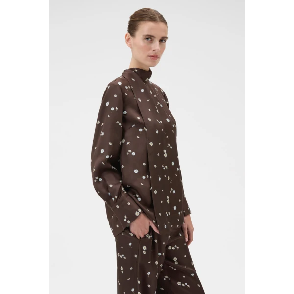 Oroton Mini Daisy Tie Neck Tunic - Oroton Tops - Australian Heritage Luxury - Shop at Luxury Shoes 