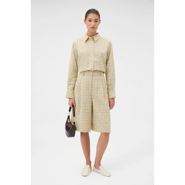 Oroton Pleat Check Short - Oroton Shorts - Australian Heritage Luxury - Shop at Luxury Shoes 