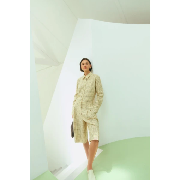 Oroton Pleat Check Short - Oroton Shorts - Australian Heritage Luxury - Shop at Luxury Shoes 