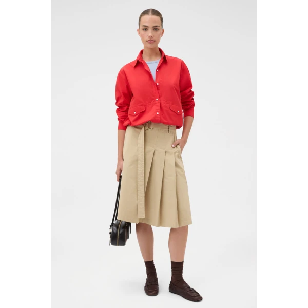 Oroton Pleat Detail Midi Skirt - Oroton Skirts - Australian Heritage Luxury - Shop at Luxury Shoes 