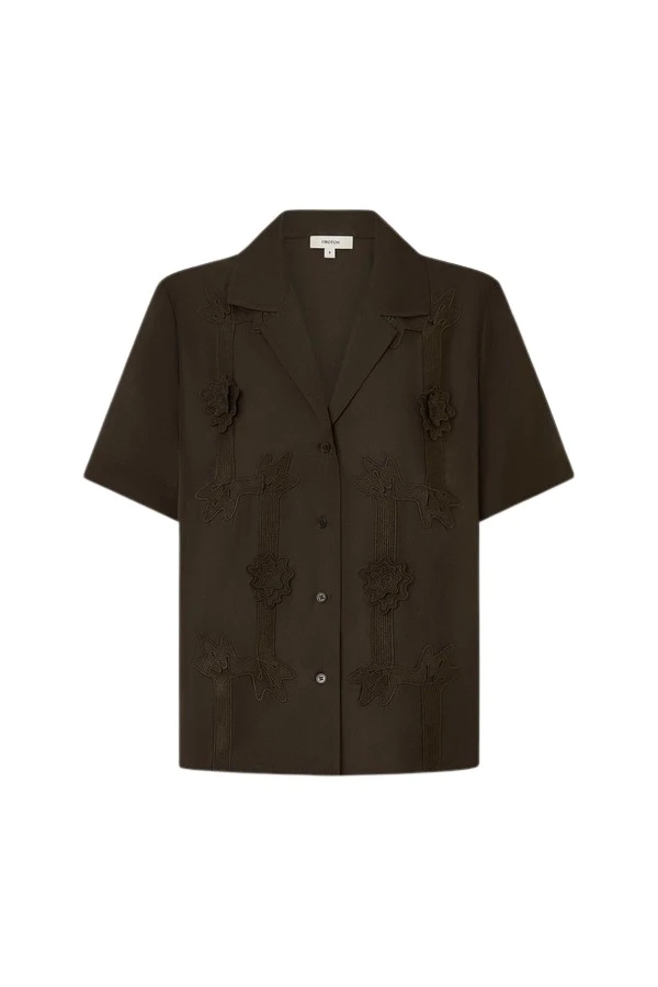 Oroton-Ribbon-Trim-Camp-Shirt57684_nobg Oroton Ribbon Trim Camp Shirt - Oroton Tops - Australian Heritage Luxury - Shop at Luxury Shoes