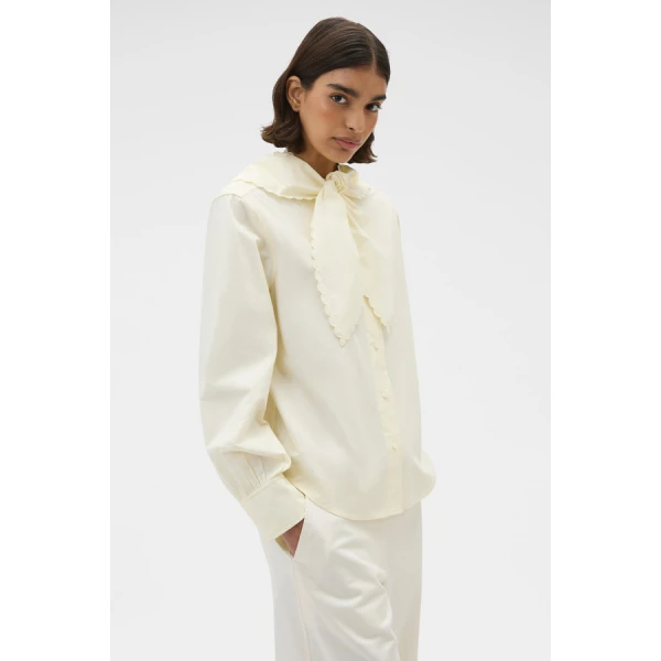 Oroton Scallop Tie Neck Shirt - Oroton Tops - Australian Heritage Luxury - Shop at Luxury Shoes 