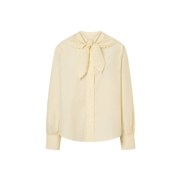 Oroton Scallop Tie Neck Shirt - Oroton Tops - Australian Heritage Luxury - Shop at Luxury Shoes 
