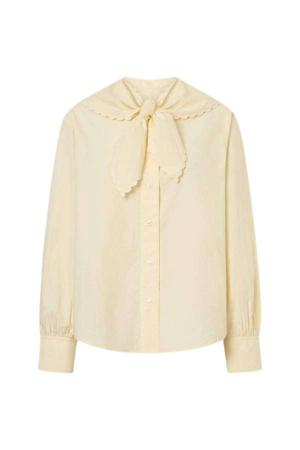 Oroton Scallop Tie Neck Shirt