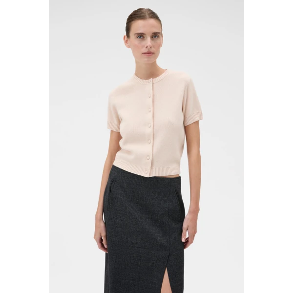 Oroton Short Sleeve Crew Cardigan - Oroton Knitwear - Australian Heritage Luxury - Shop at Luxury Shoes 