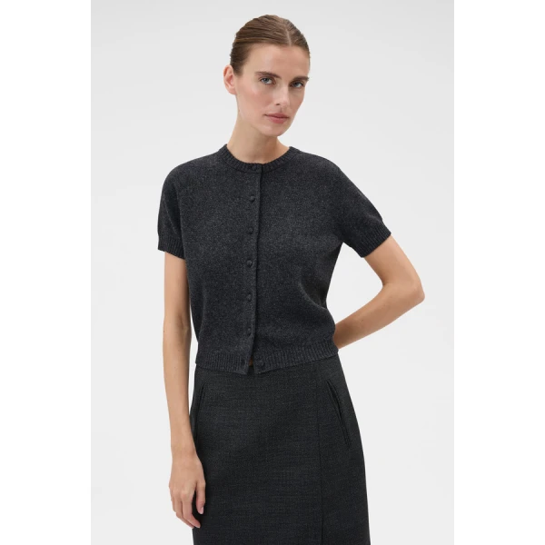 Oroton Short Sleeve Crew Cardigan - Oroton Knitwear - Australian Heritage Luxury - Shop at Luxury Shoes 