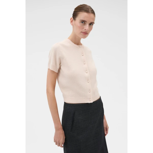 Oroton Short Sleeve Crew Cardigan - Oroton Knitwear - Australian Heritage Luxury - Shop at Luxury Shoes 