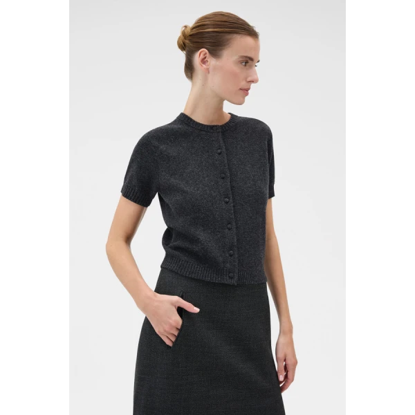 Oroton Short Sleeve Crew Cardigan - Oroton Knitwear - Australian Heritage Luxury - Shop at Luxury Shoes 