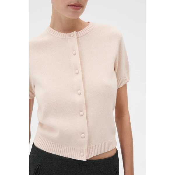 Oroton Short Sleeve Crew Cardigan - Oroton Knitwear - Australian Heritage Luxury - Shop at Luxury Shoes 