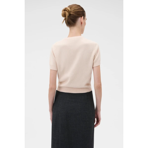 Oroton Short Sleeve Crew Cardigan - Oroton Knitwear - Australian Heritage Luxury - Shop at Luxury Shoes 