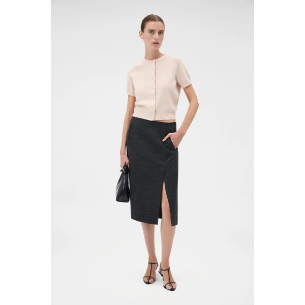 Oroton Short Sleeve Crew Cardigan - Oroton Knitwear - Australian Heritage Luxury - Shop at Luxury Shoes 