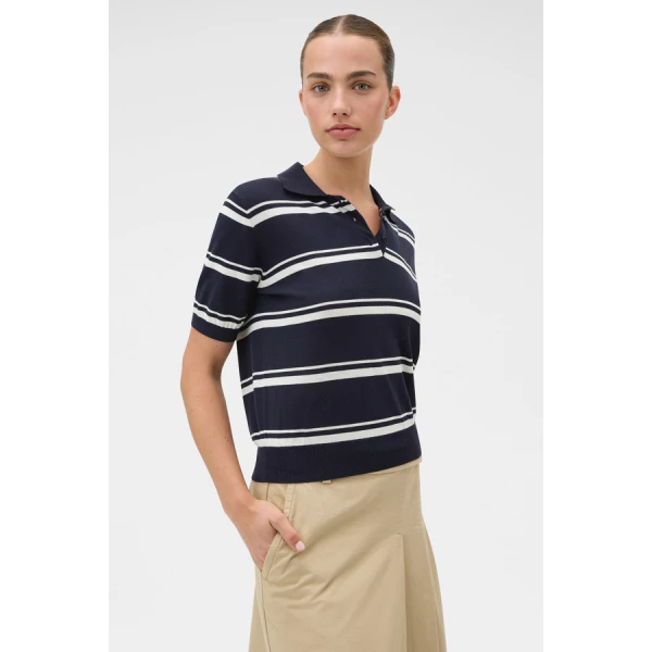 Oroton Short Sleeve Stripe Knit Polo - Oroton Tops - Australian Heritage Luxury - Shop at Luxury Shoes 