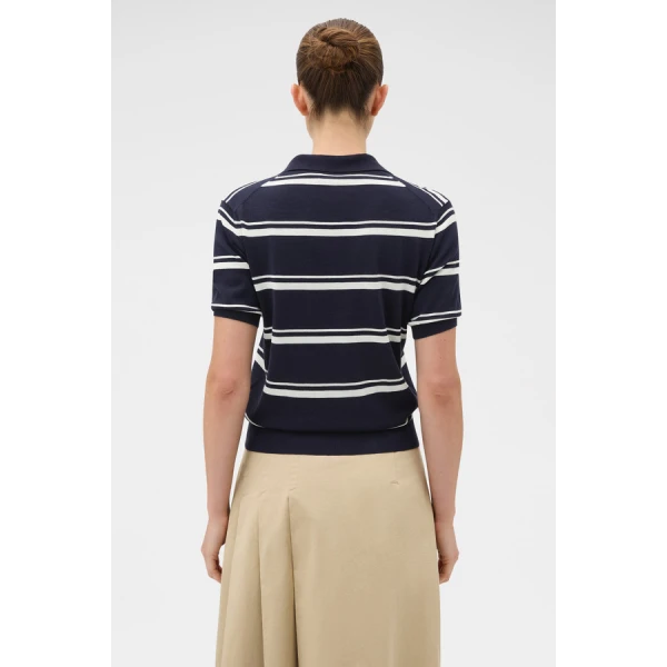 Oroton Short Sleeve Stripe Knit Polo - Oroton Tops - Australian Heritage Luxury - Shop at Luxury Shoes 