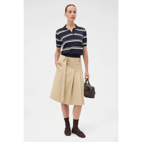 Oroton Short Sleeve Stripe Knit Polo - Oroton Tops - Australian Heritage Luxury - Shop at Luxury Shoes 